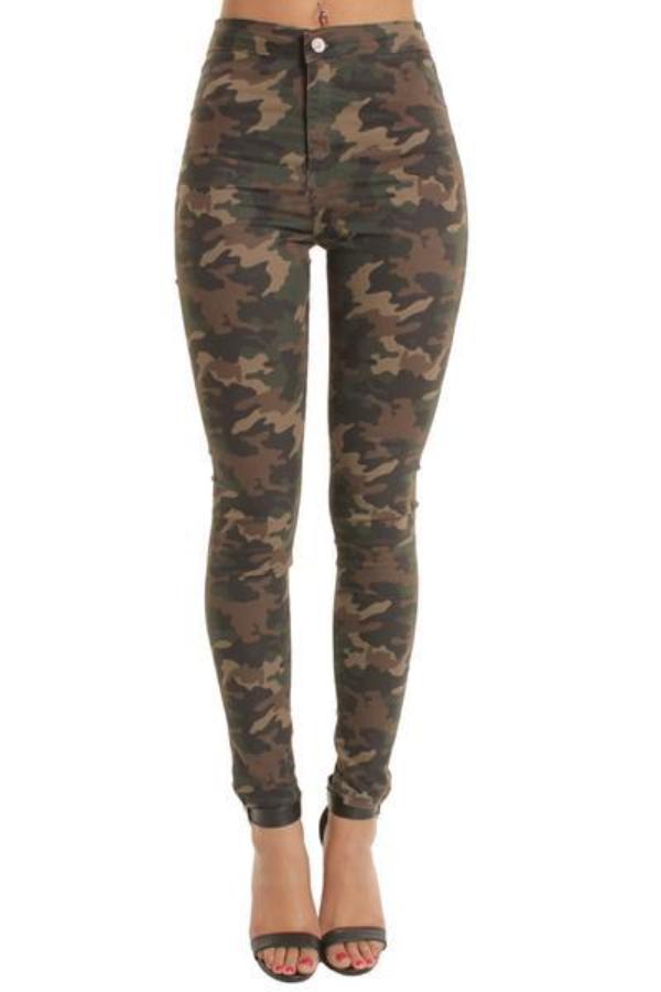 Wholesale Womens Camouflage High Waisted Plain Skinny Jeans