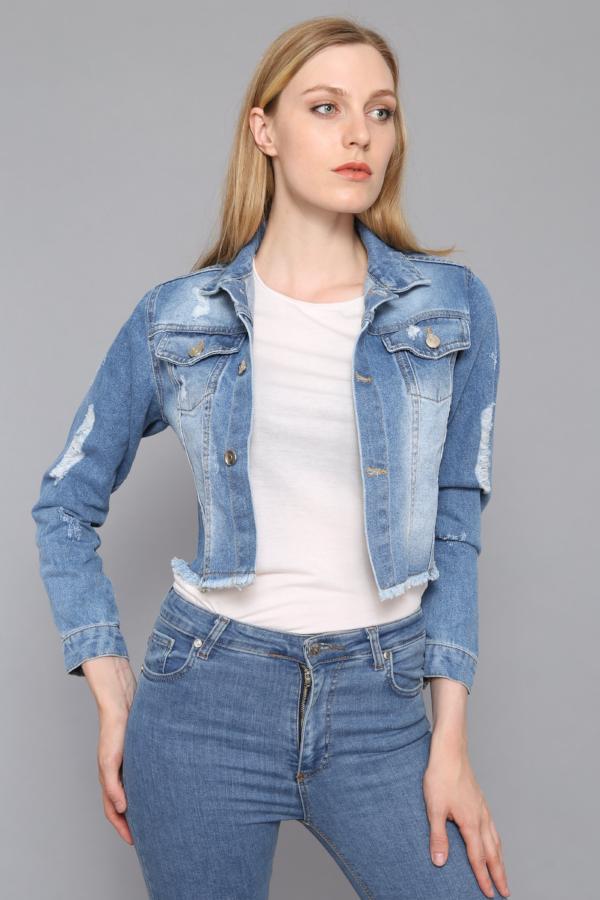 Stone washed jeans hot sale jacket womens