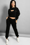 BLACK SWEATSHIRT TANK TOP&JOGGER 3 PIECE LOUNGEWEAR SET