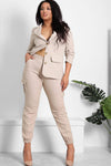 HIGH WAISTED CLASSIC BEIGE CARGO TROUSERS