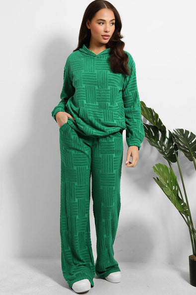 GREEN DELUXE COTTON WAFFLE TERRY CLOTH LOUNGE SET