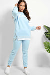 FLEECE OVERSIZED SIDE ZIP BLUE SWEATSHIRT & JOGGER PRINT TRACKSUIT