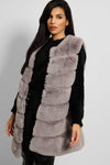 GREY QUILTED FAUX FUR GILET