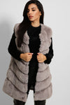 GREY QUILTED FAUX FUR GILET