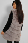 GREY QUILTED FAUX FUR GILET
