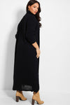 NAVY CABLE KNIT ROLL NECK MAXI DRESS & CARDIGAN SET