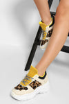 YELLOW LEOPARD PRINT PANEL CHUNKY TRAINERS