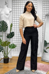 BLACK HIGH WAISTED SHELL CARGO TROUSERS