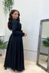 BUTTONED DOWN FRONT BLACK MAXI DRESS