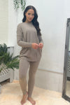 BIDDED KNITTED OVERSIZED TOP & LEGGINGS MIXED COLOUR LOUNGEWEAR SET