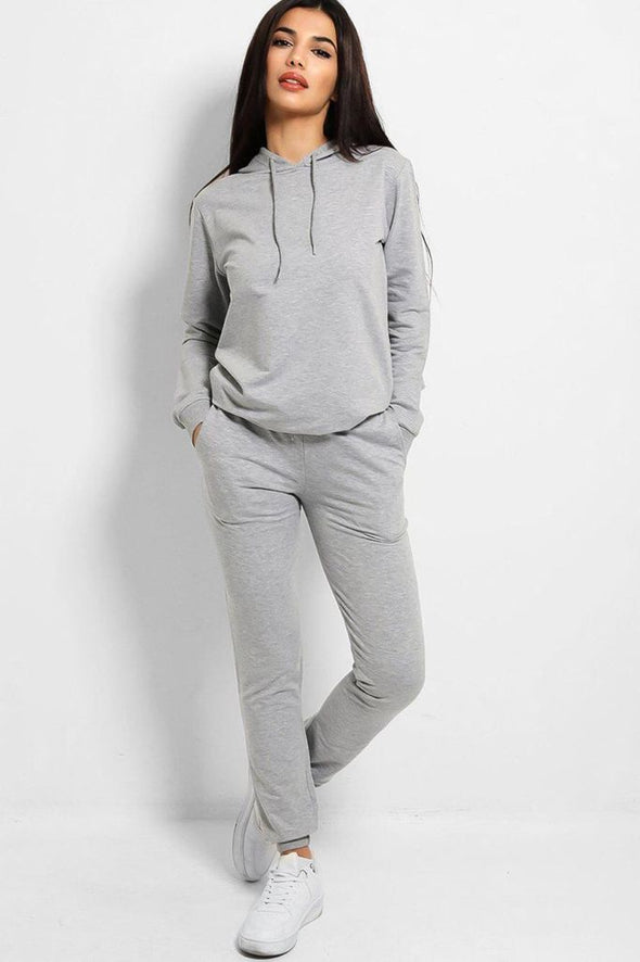 SOLID PLAIN HOODIE & JOGGER GREY TRACKSUIT SET