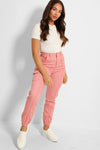 DUSTY PINK HIGH WAISTED POCKET COMBAT TROUSERS
