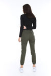 Chain Detail Slim Fit Stretchy Khaki Cargo Trousers