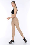 Chain Detail Slim Fit Stretchy Beige Cargo Trousers