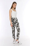 Chain Detail Slim White Camouflage Cargo Trousers