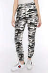 Chain Detail Slim White Camouflage Cargo Trousers