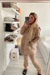 FLEECE HOODIE WITH JOGGER & GILET BEIGE 3 PIECE OUTFIT